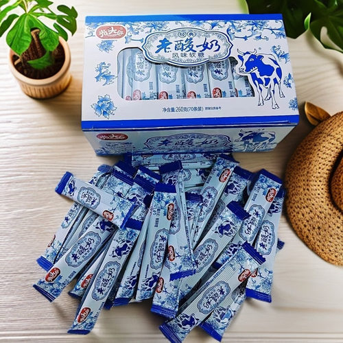 光头仔经典老酸奶风味软糖牛奶味拉丝软糖8090怀旧食品独立包装