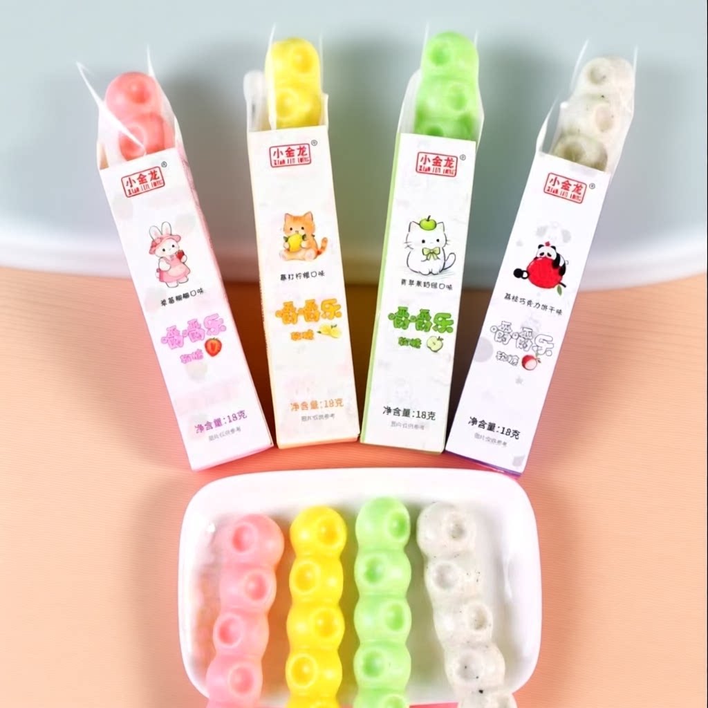 小金龙嚼嚼乐软糖多口味盒装18克网红硬软糖儿童零食糖果