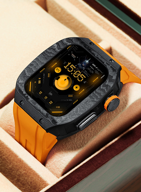适用44mm 45mm iWatchs7 s8 s9  ultra苹果手表改装壳石英碳纤维