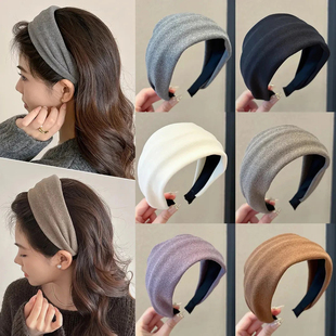 法式 网红发箍发卡宽边复古秋冬头饰百搭高级纯色头箍洗脸发饰时尚