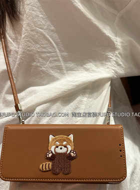 适用vivo xfold5手机壳折叠屏xfold3Pro保护套mate X7刺绣小熊翻盖皮套华为mate x6原创设计斜挎挂绳气质女生