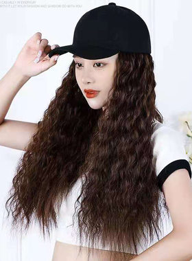 假发女长卷一体羊毛卷帽
