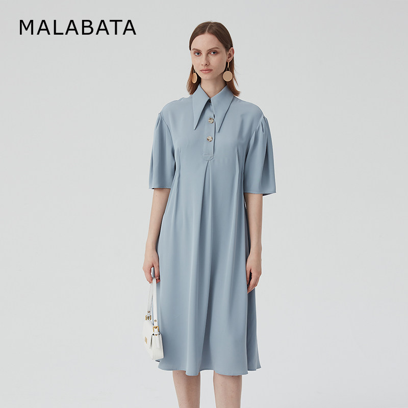 连衣裙设计感小众夏季纯色时尚哥特式尖领