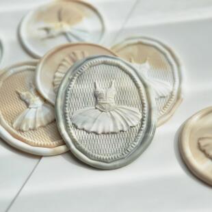 南初文创 原创火漆印章芭蕾复古浮雕蝴蝶结边框铜头盖戳DIY学生