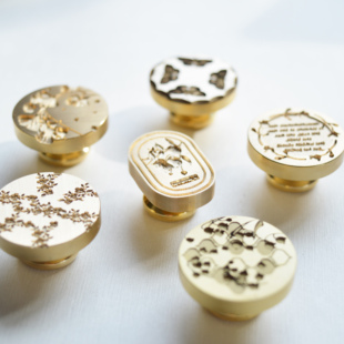 南初文创 包邮原创火漆银杏蝴蝶元素印章铜头玫瑰浮雕请柬盖戳