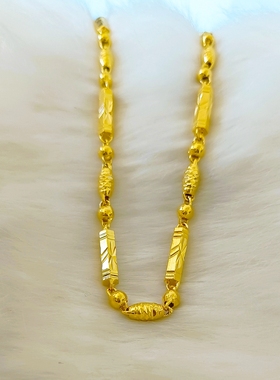 越南沙金项链男士镀金空心六角项链久不掉色厚金女橄榄珠包金链子