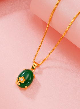 越南沙金项链孔雀貔貅宝石饰品镀金吊坠女锁骨链久不掉色新款首饰