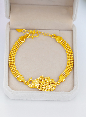 越南沙金三件套饰品女孔雀款戒指项链手链久不掉色镀黄金时尚首饰