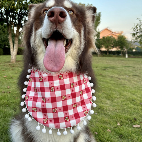 口水巾围兜配饰狗大型犬三层加厚