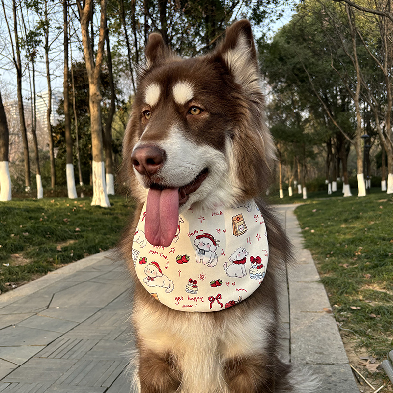 狗口水巾宠物围兜纯棉吸水萨摩耶大中小型犬防脏夏季新款防水阿拉