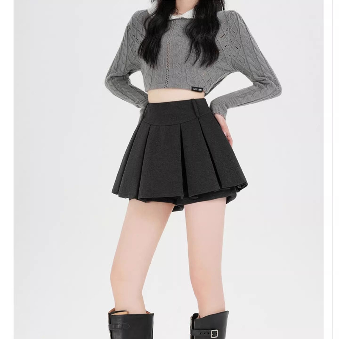 秋冬百褶黑色毛呢半身裙女2025超好看高腰遮胯a字小个子短裙裤,女装/女士精品,半身裙,淘宝优惠券,粉丝福利购,淘宝优惠卷