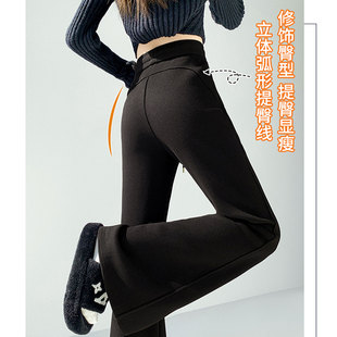 白色醋酸羊毛微喇裤女春季高级灰色羊绒阔腿喇叭今年流行超火裤子