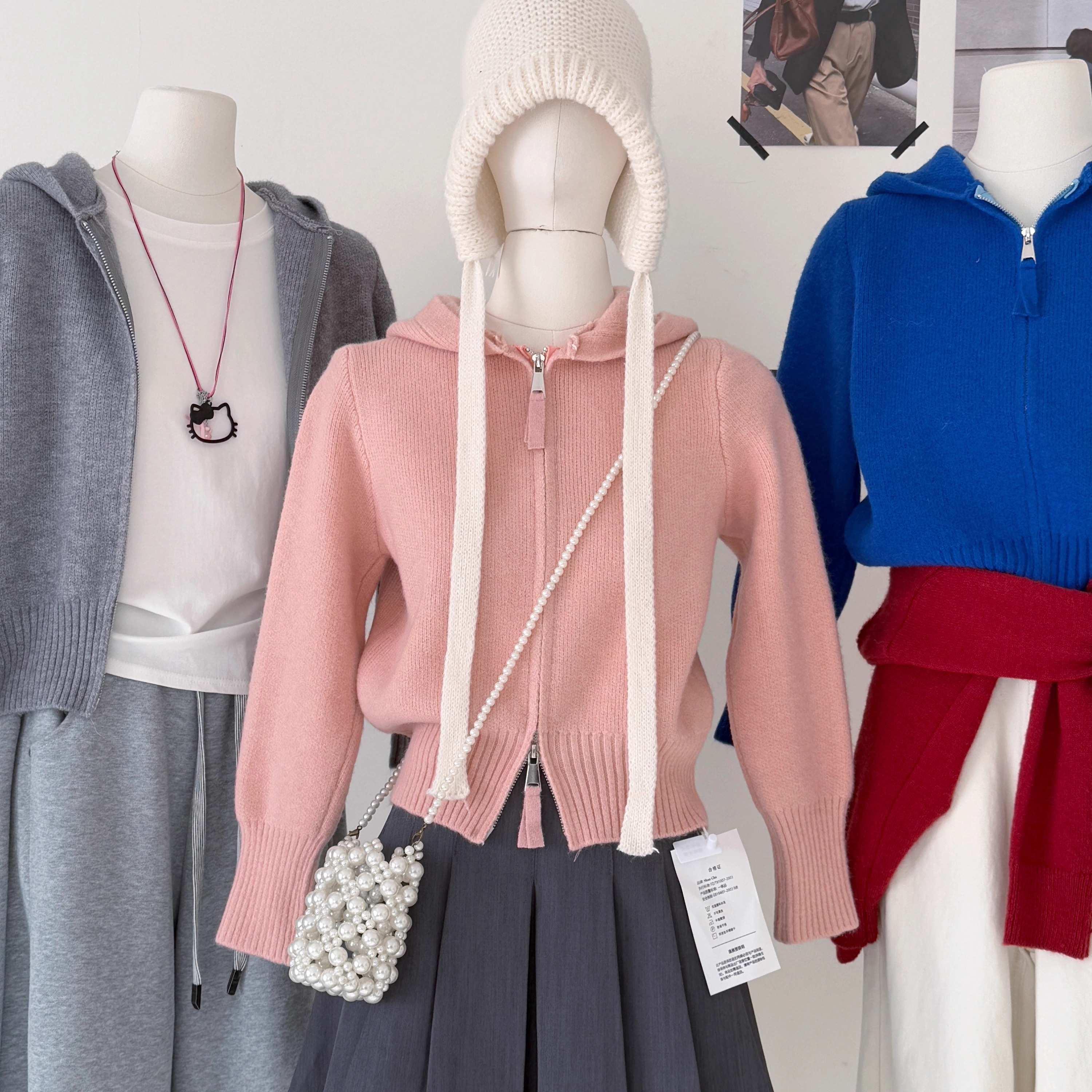 【赠送运费险】双拉链连帽针织衫