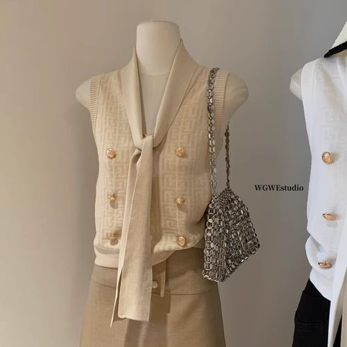 千金小香风针织背心女夏针织衫