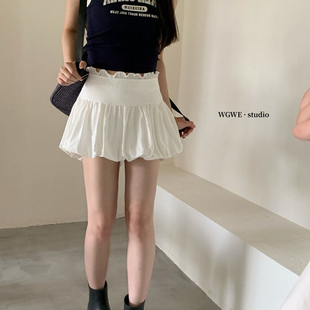 蓬蓬白色半身裙夏季 复古花苞裙a字短裙子减龄百搭月光裙2025新款