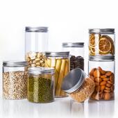 加厚圆形罐子塑料透明塑料瓶透明食品密封罐塑料罐子食品罐包装 罐