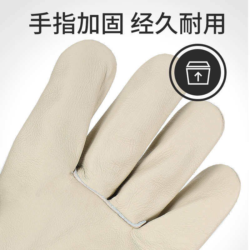 电焊手套防烫牛皮耐高温劳保耐磨短款机械帆布浅司机焊工专用防护