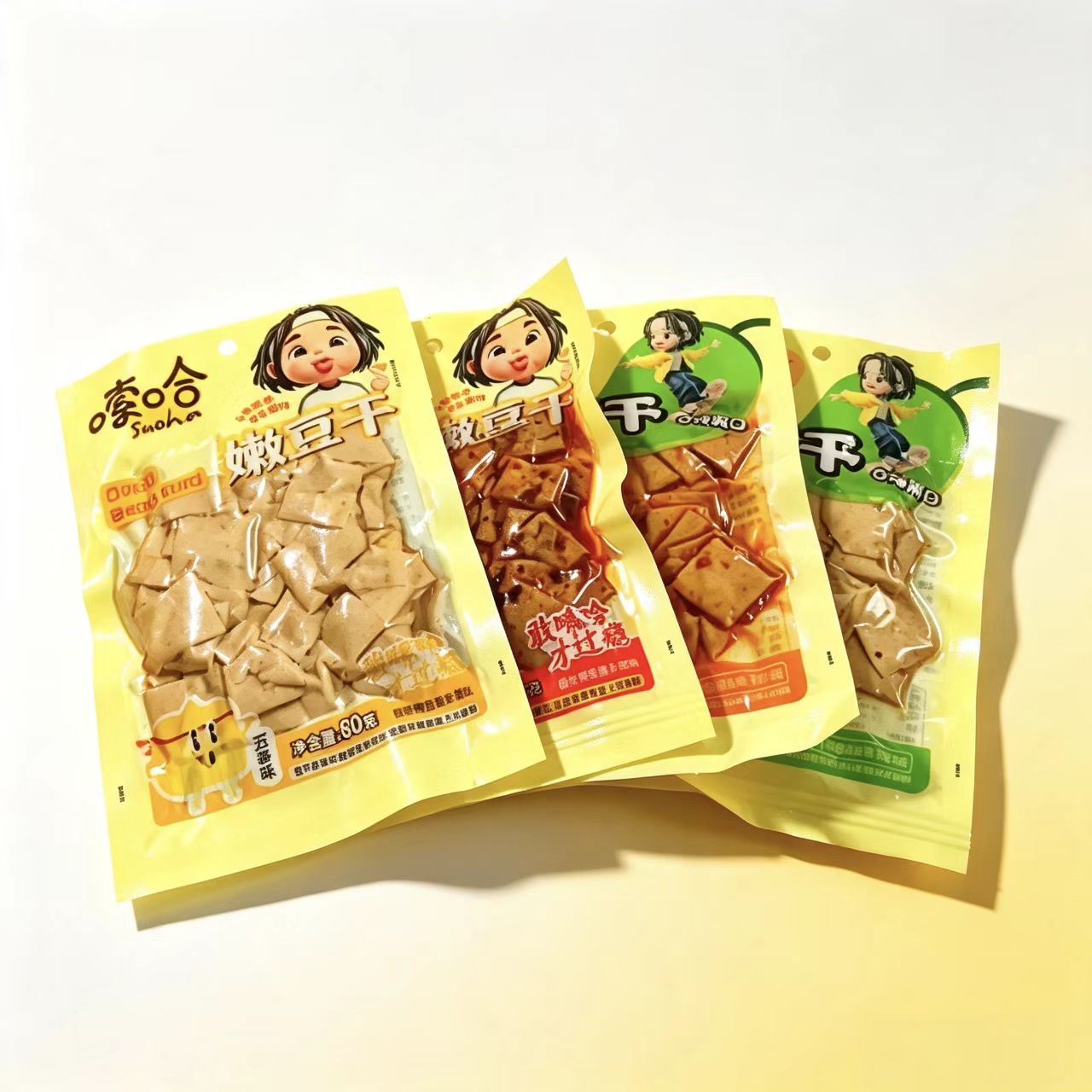 嗦哈嫩豆干80g包Q弹爽滑嫩麻辣泡椒豆干开袋即食夜宵解馋休闲零食