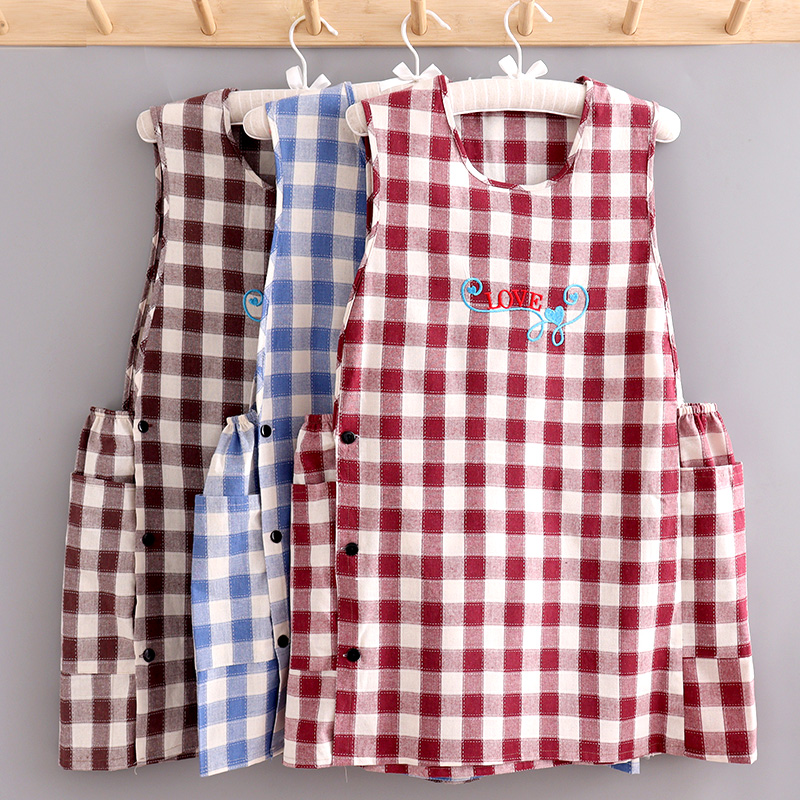 坎肩马甲新款围裙布料无袖拉链兜家用厨房女围腰上班加肥男工作服