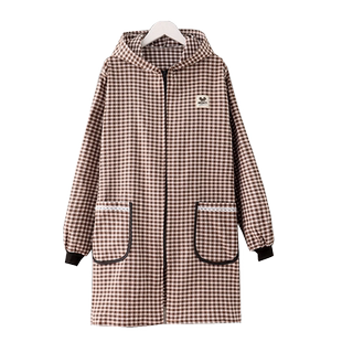 布料长袖围裙家用厨房防污耐脏上班工作服女外套罩衣透气防油正穿