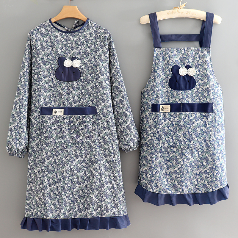 可爱韩版新款长袖罩衣工作服上班防油大人