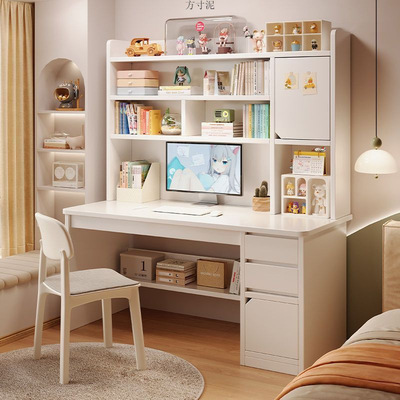 书桌书架一体桌子带书柜台式电脑桌家用卧室学生源头工厂一件