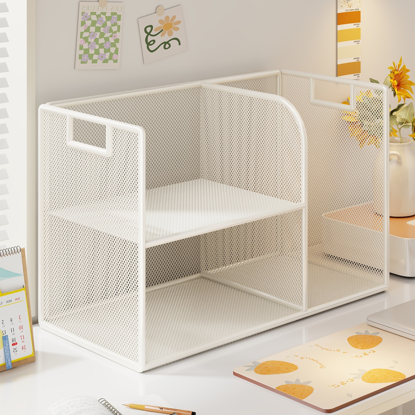 桌面书架学科分类置物架办公桌立式多层收纳柜学生书桌简易小架子