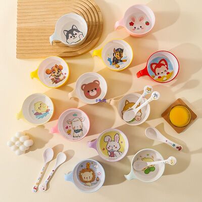 儿童碗防摔家用小孩吃饭碗带手柄碗可爱婴儿辅食饭碗宝宝餐具