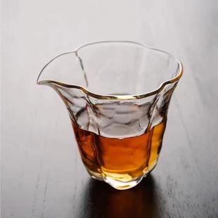 创意玻璃公道杯家用茶海分茶器透明公杯花瓣玻璃公道杯分茶器匀杯