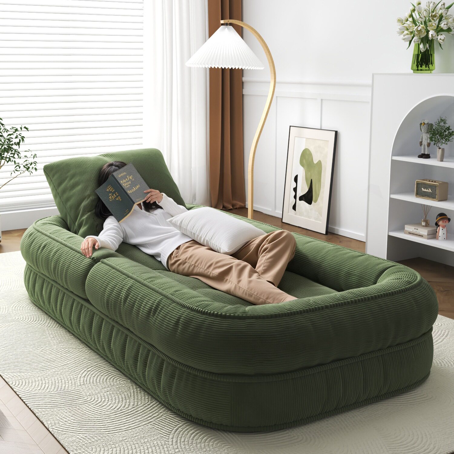 懒人沙发人类狗窝榻榻米可躺可睡躺沙发椅卧室休闲单人可折叠床