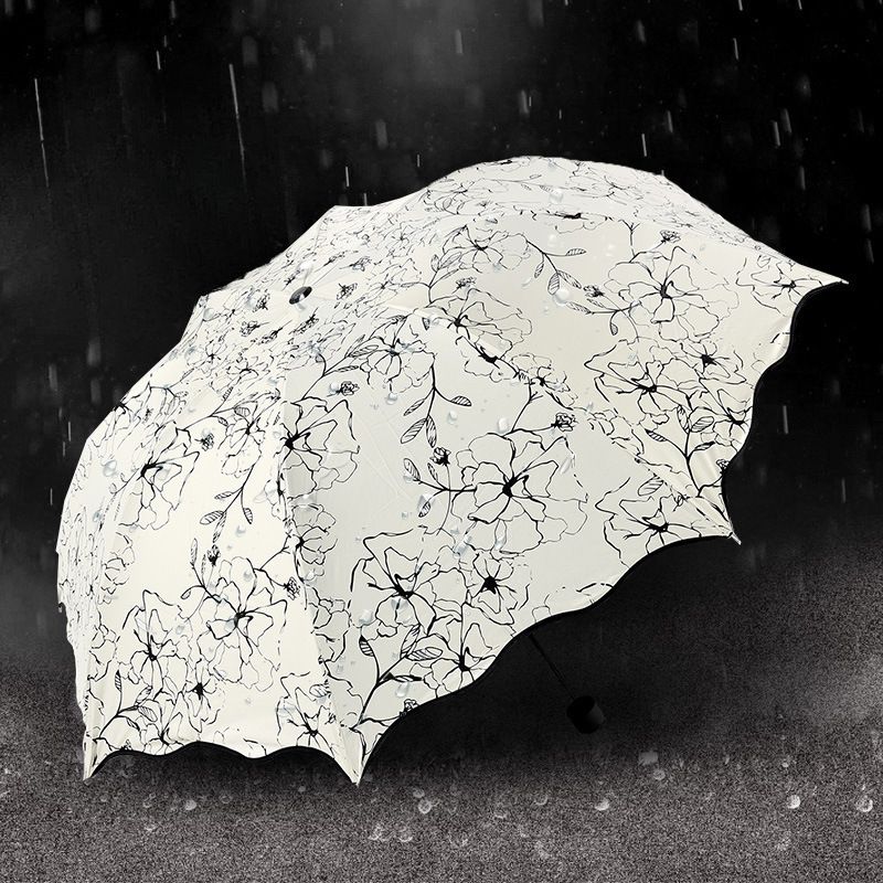 晴雨两用三折叠太阳女士防晒黑胶伞创意伞newfoldableumbrellas
