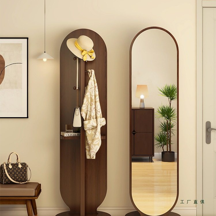 旋转穿衣镜全身落地镜家用卧室挂衣帽架镜子一体试衣镜立式可移动