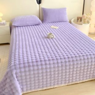 褥垫单件毛绒加厚冬季加绒加厚毛泡泡兔床单床单不掉加绒兔绒