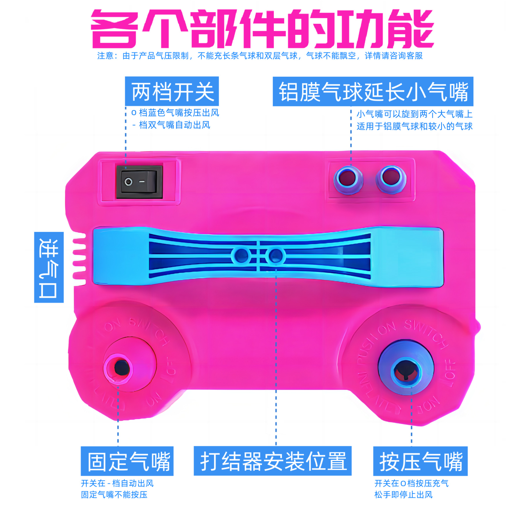 电动打气筒吹气球充气泵电动充气机打气机电气泵工具气球机 玫E18