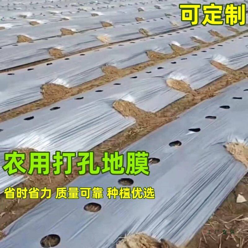 打孔地膜农用种植草莓玉米种菜专用银黑双色有孔带孔开孔防草黑色