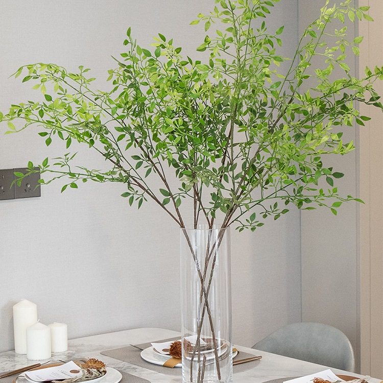 南天竹单枝多叉假绿植树枝客厅装饰橱窗造景落地摆件假花摆设