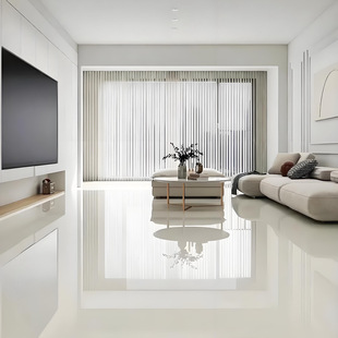 ?亮光超白胚瓷砖800x800客厅奶黄色地砖别墅自建房纯色抛光