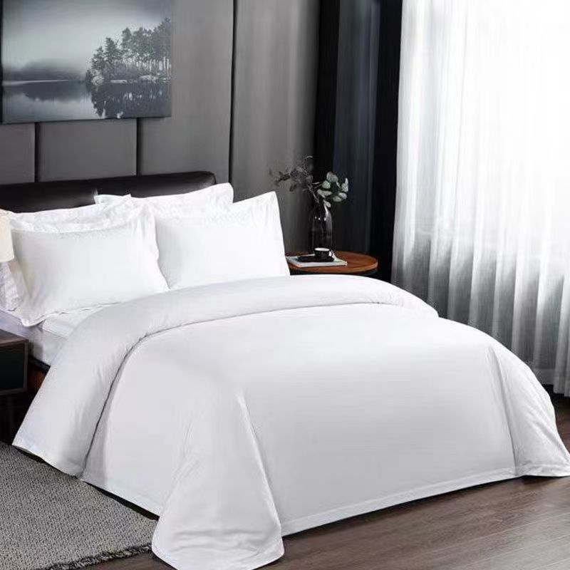 宾馆床上用品四件套 酒店纯白色被套罩单双人民宿布草床上三