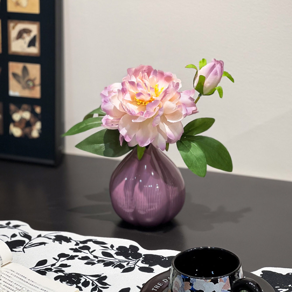 洋葱艺术感陶瓷小花瓶摆件客厅插花假花桌面入户玄关装饰干花花器