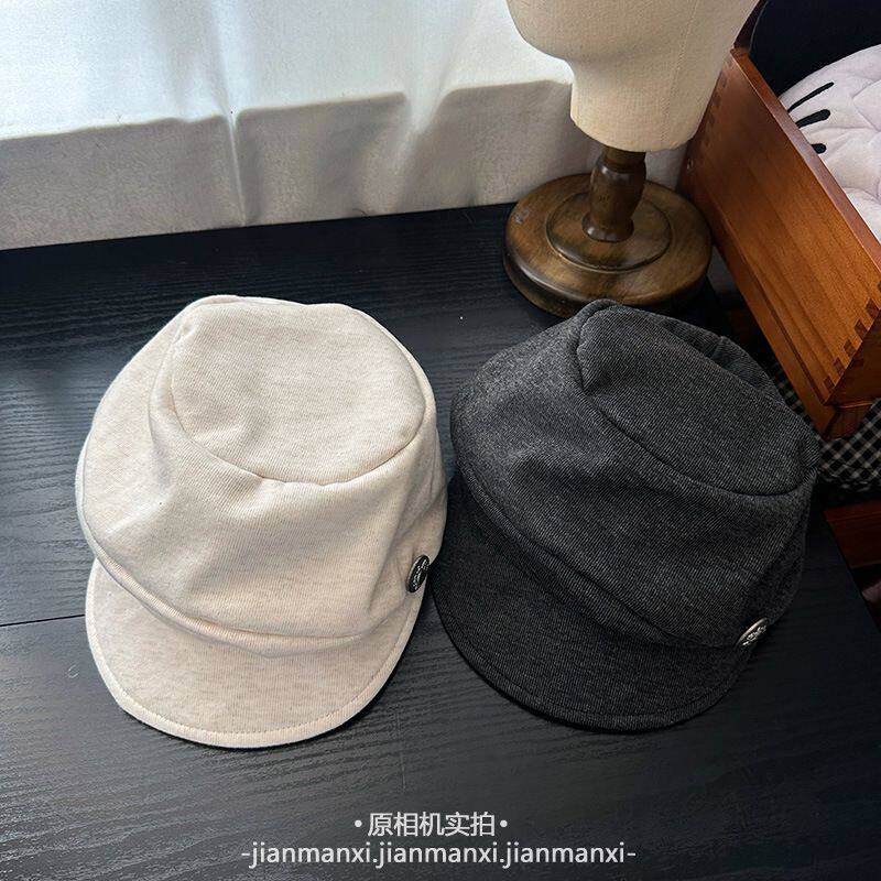 春秋新款复古文艺百搭纯色日系褶皱贝雷帽女韩版韩国显脸小报童帽