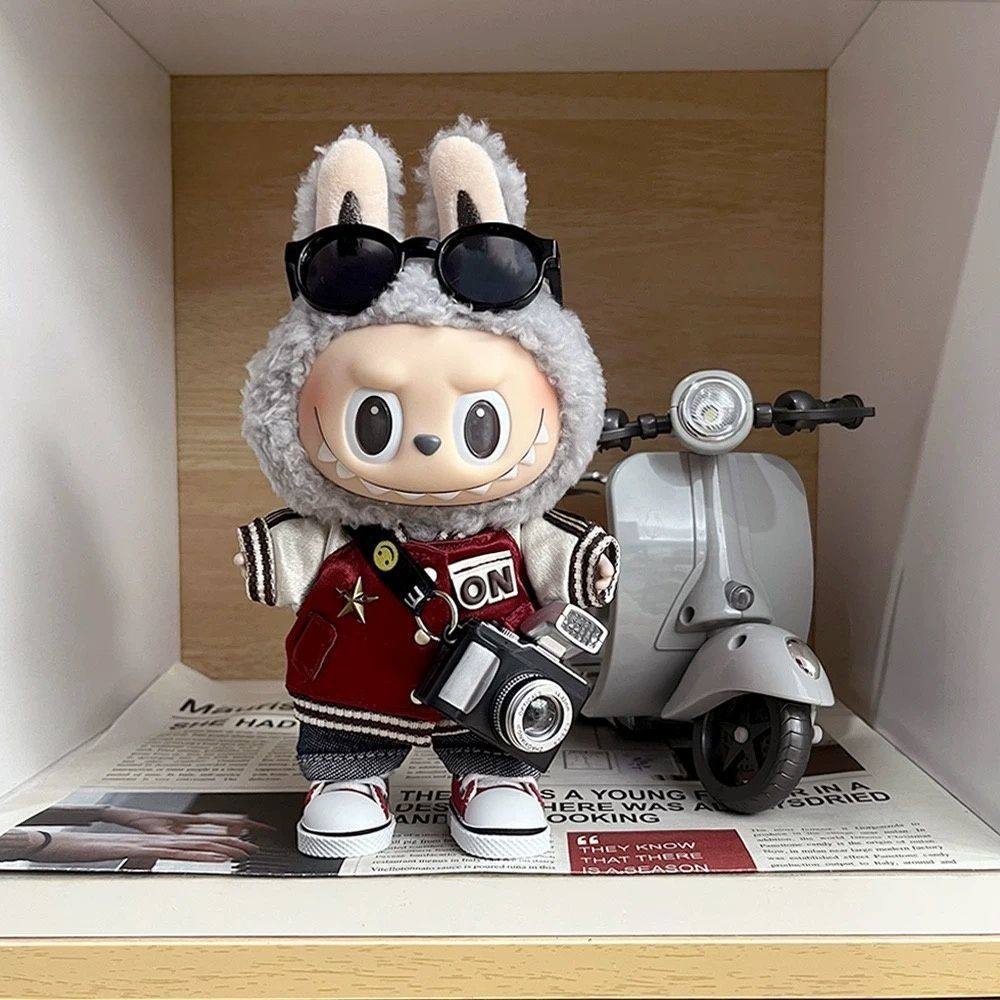 一二三代Labubu着替坐坐派对娃衣挂件17cm公仔帅酷套装芝麻豆豆