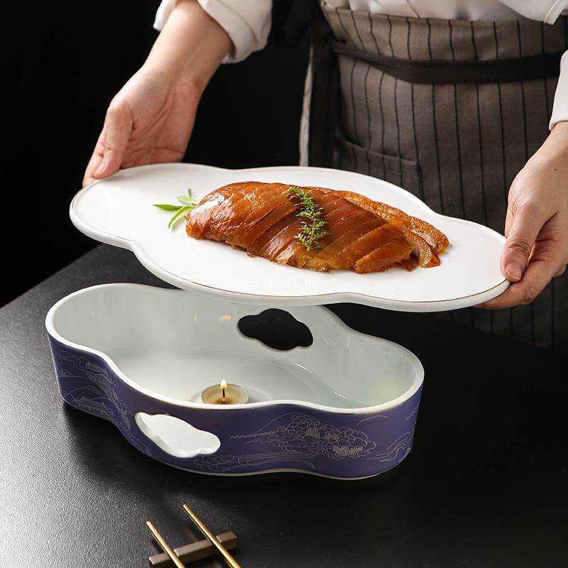 |宫阙紫|《烤鸭盘》熟食加热陶瓷盘子可保温加热会所私房菜餐具