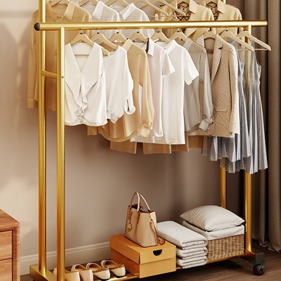特粗晾衣架室内家用挂衣架落地卧室简易阳台凉衣服架子折叠衣帽架
