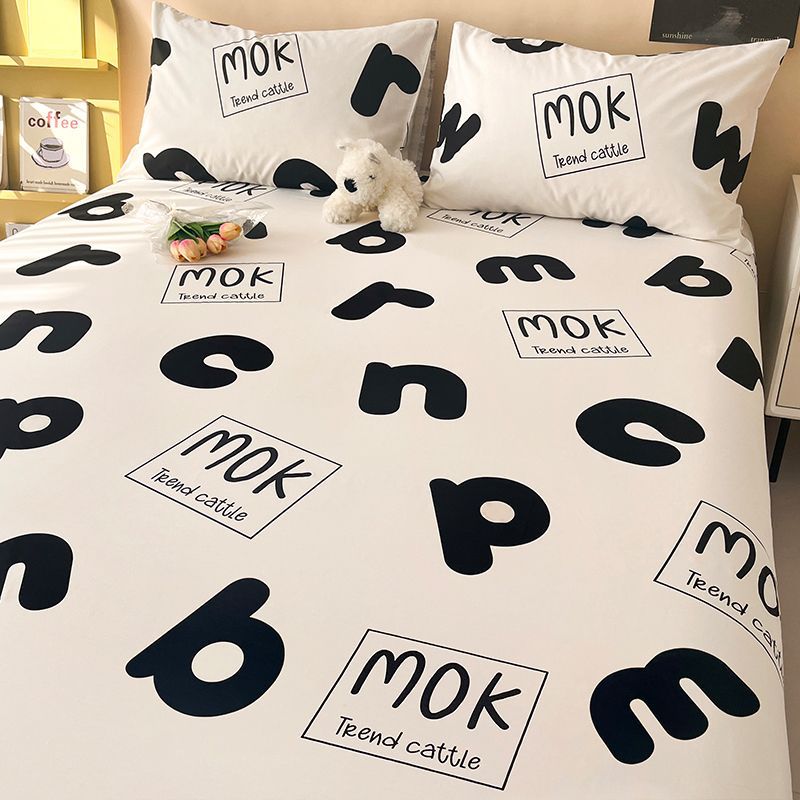 字母纯棉三件套床单单件100全棉学生宿舍儿童被单人炕单1.5米床笠