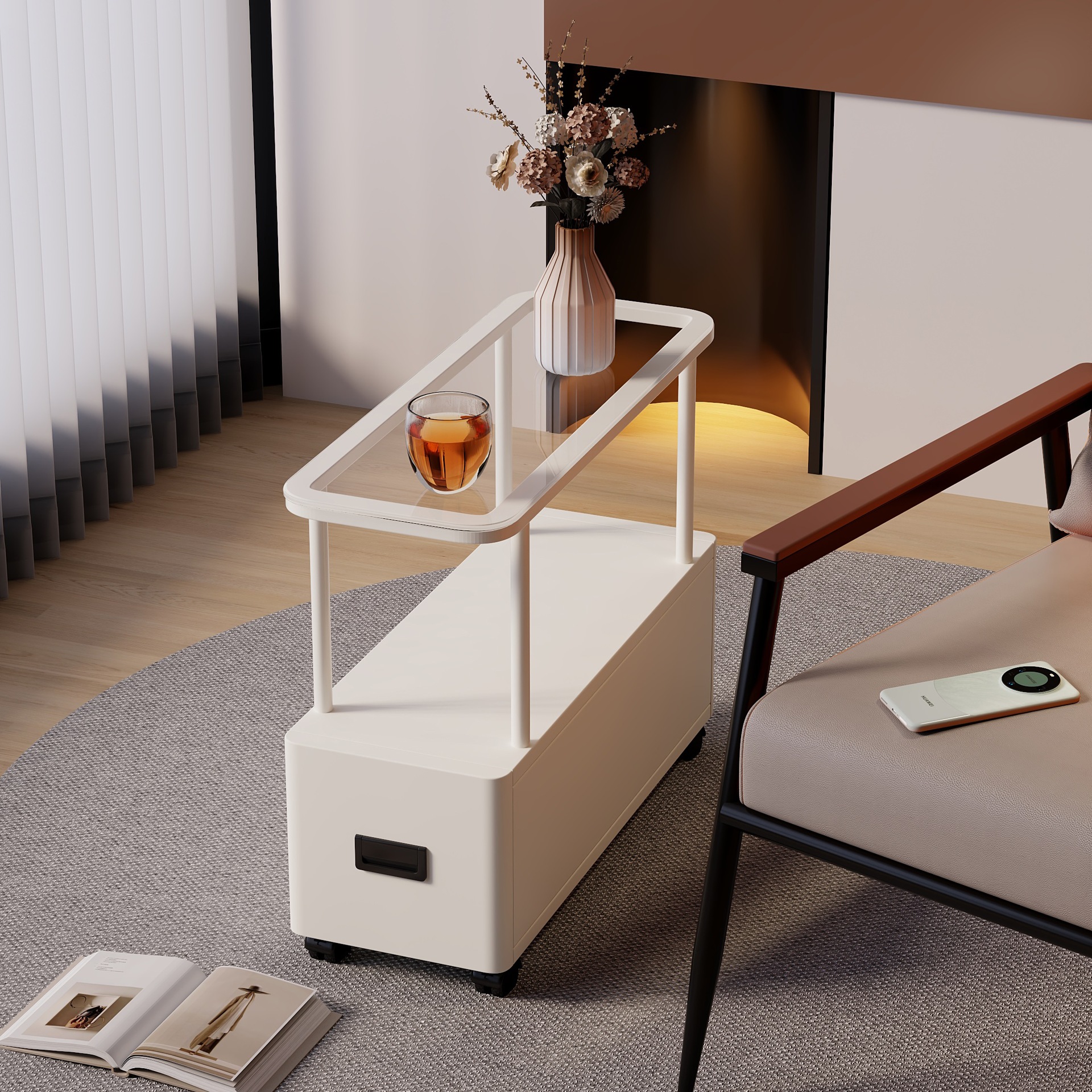极窄沙发侧边几小茶几夹缝收纳柜子可移动迷你桌高级感床头置物架