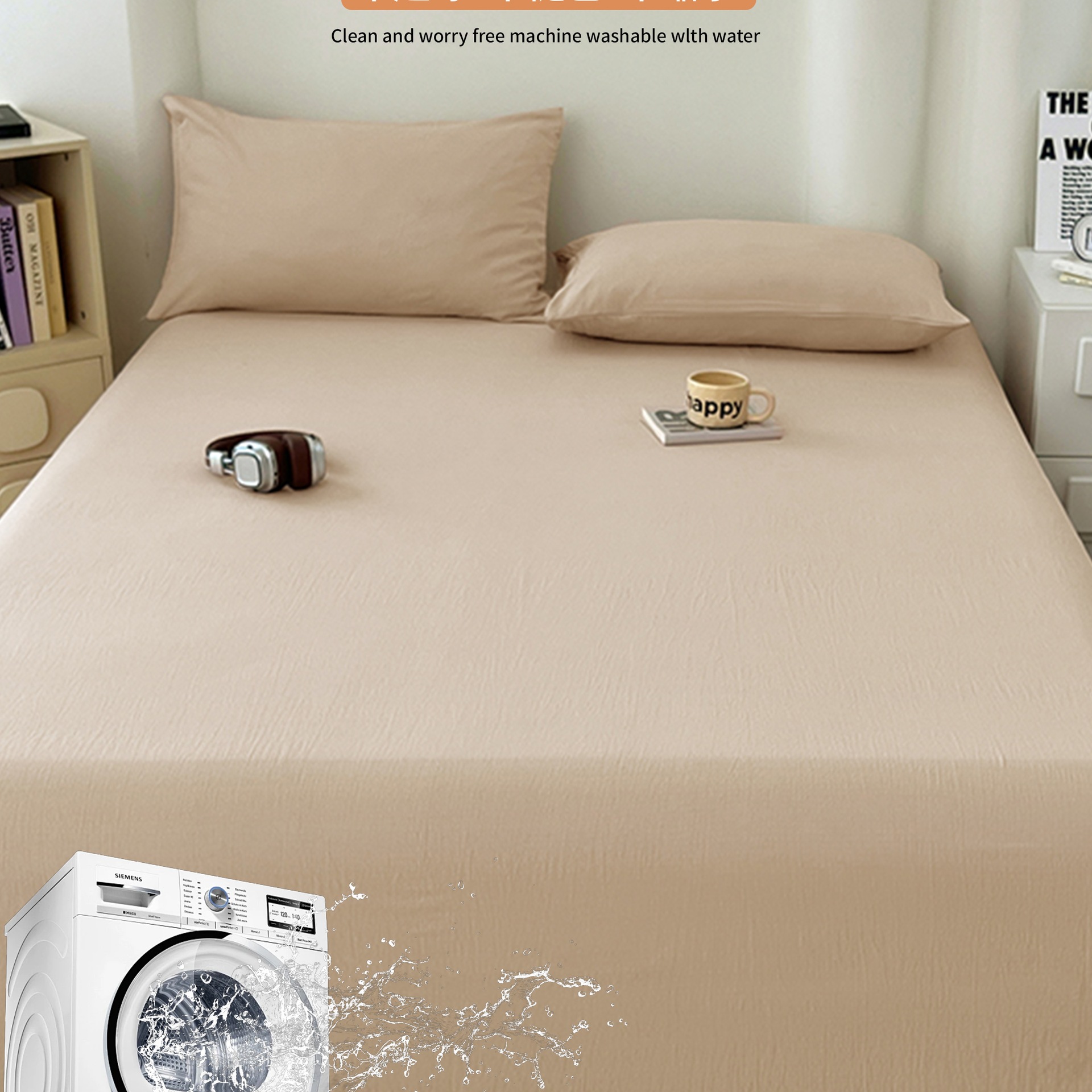 A类双层纱床单单品学生宿舍纯棉被单纯色枕套三件套2025新款4