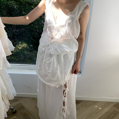 SewingDiary原创手工缝纫夏日甜心绑带蝴蝶结背心套装