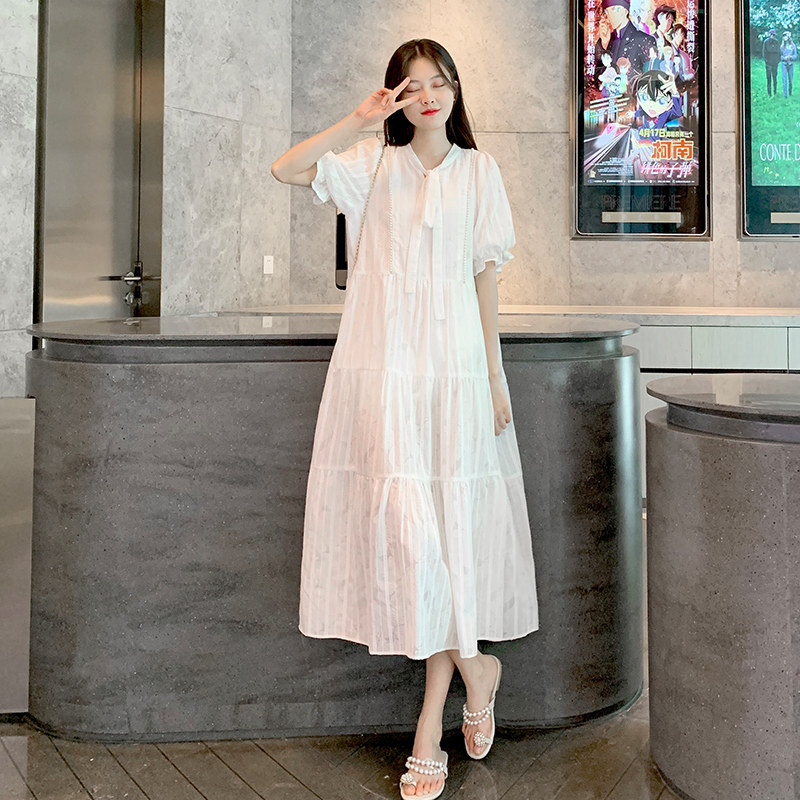 孕妇夏装连衣裙小个子纯棉时尚大码显瘦遮肚孕妈外出可哺乳夏季裙