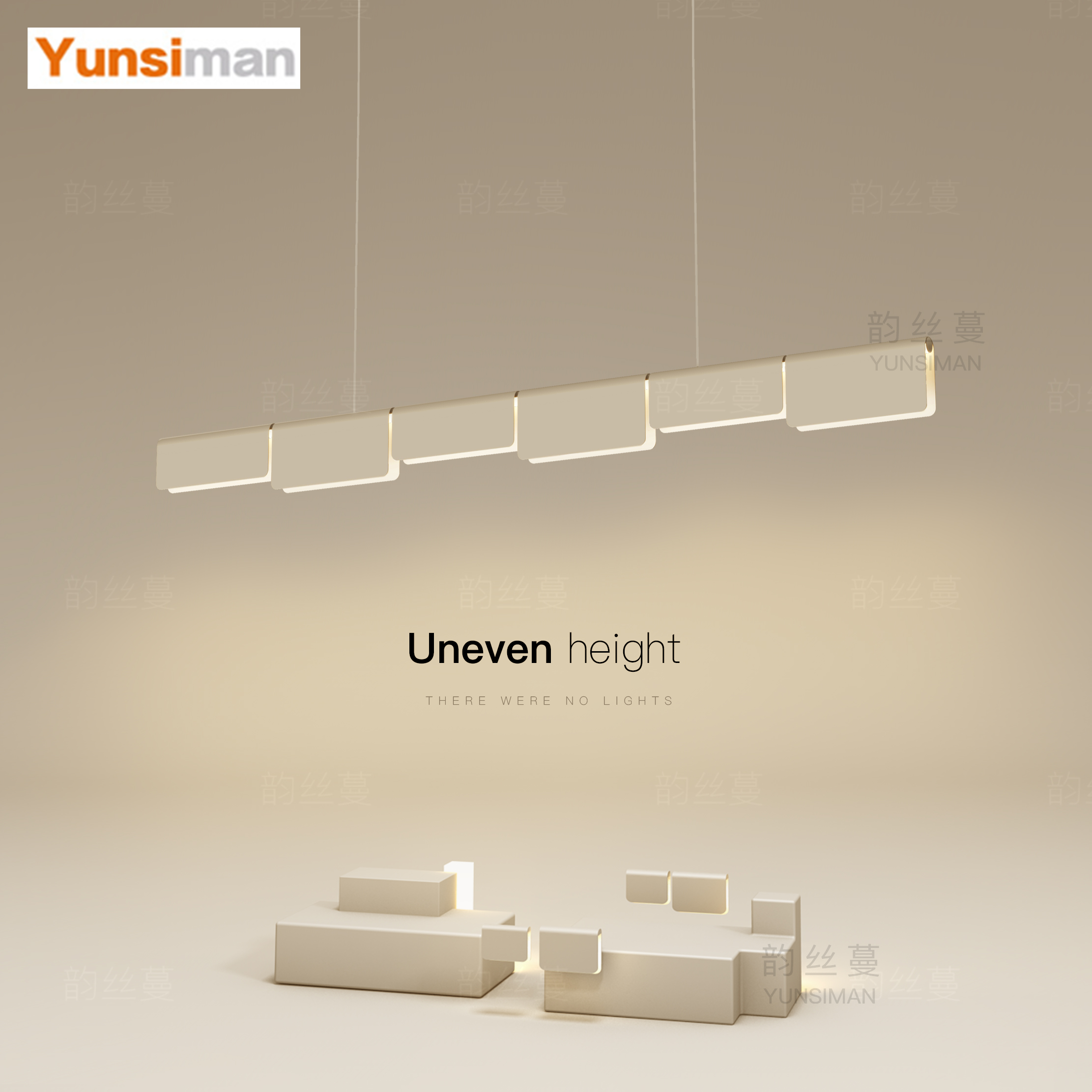 韵丝蔓创意餐厅灯现代简约led吊灯设计师长条客厅房间灯中山灯具