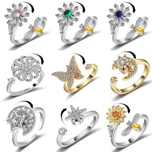 Sterling Silver 925 Rings for Women Anxiety Fidget Ring Open